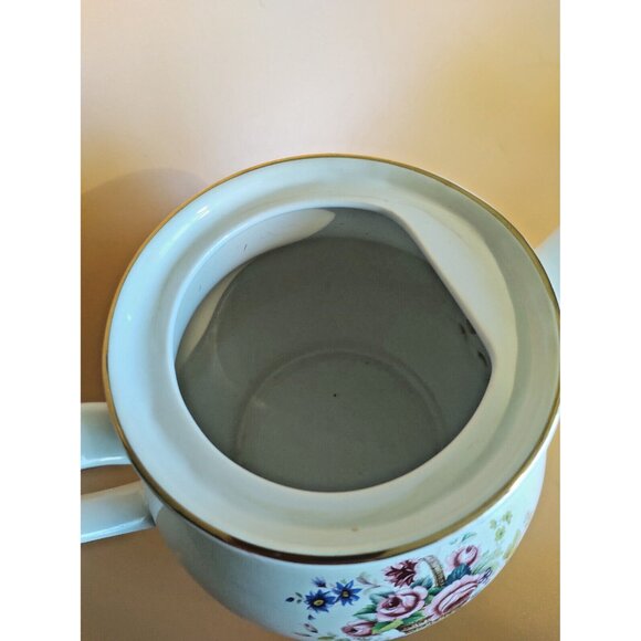 Sadler England Bone China 4 Cup Tea Pot Rose Basket Bouquet 1950's - Picture 7 of 12